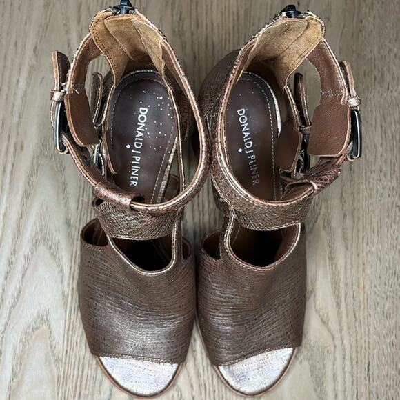 Donald J. Pliner Ronnie Leather Stacked Heel Open Toe Sandals Women’s Size 8.5 - Picture 6 of 10